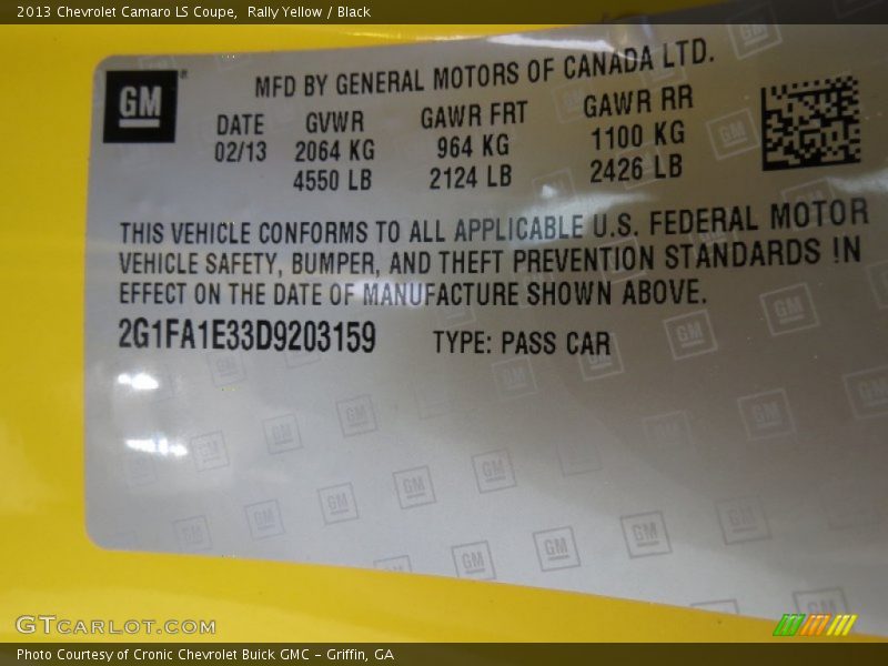 Rally Yellow / Black 2013 Chevrolet Camaro LS Coupe