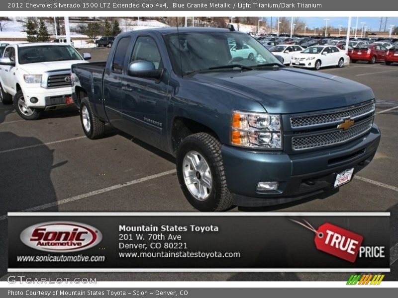 Blue Granite Metallic / Light Titanium/Dark Titanium 2012 Chevrolet Silverado 1500 LTZ Extended Cab 4x4