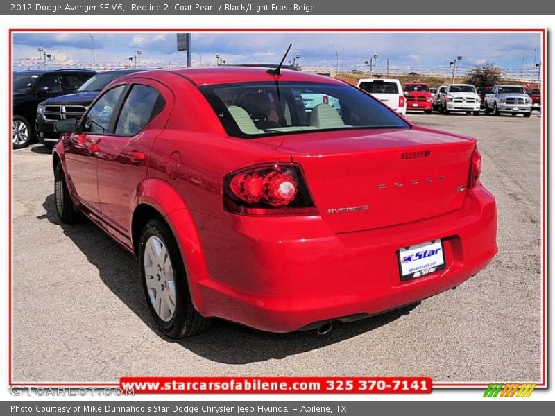 Redline 2-Coat Pearl / Black/Light Frost Beige 2012 Dodge Avenger SE V6