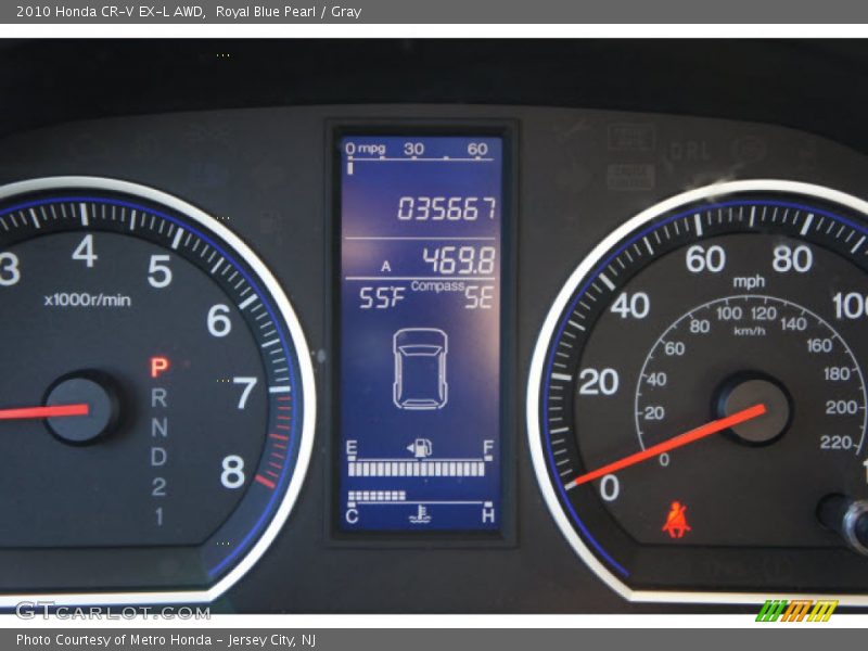 Royal Blue Pearl / Gray 2010 Honda CR-V EX-L AWD