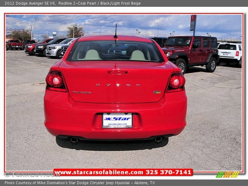 Redline 2-Coat Pearl / Black/Light Frost Beige 2012 Dodge Avenger SE V6