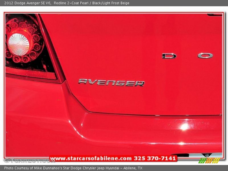 Redline 2-Coat Pearl / Black/Light Frost Beige 2012 Dodge Avenger SE V6