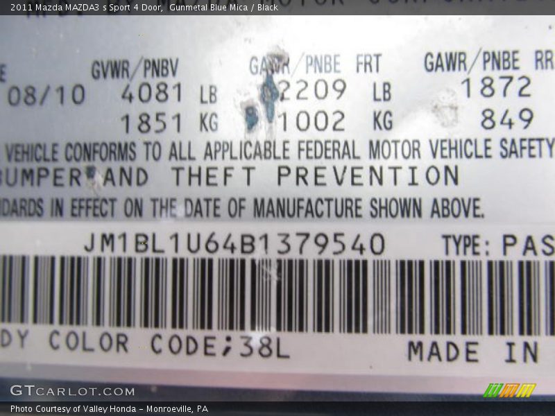 Gunmetal Blue Mica / Black 2011 Mazda MAZDA3 s Sport 4 Door