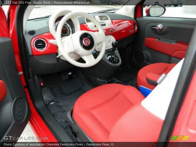  2013 500 Pop Rosso/Avorio (Red/Ivory) Interior
