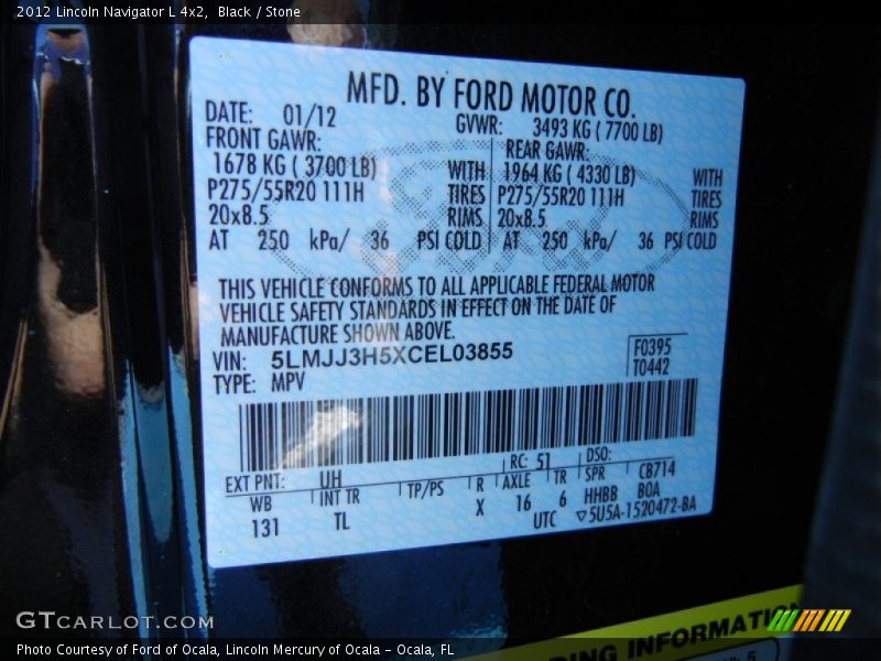 Black / Stone 2012 Lincoln Navigator L 4x2