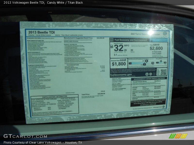 Candy White / Titan Black 2013 Volkswagen Beetle TDI
