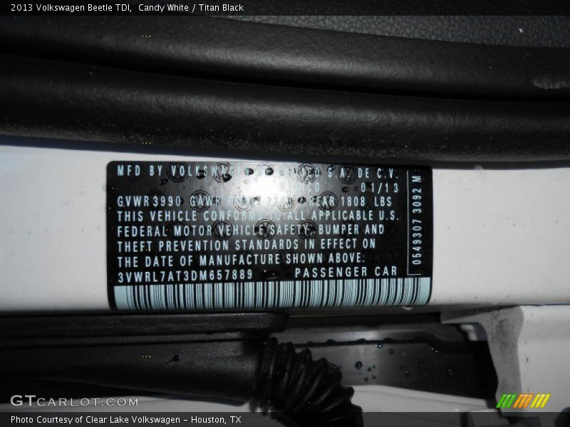 Candy White / Titan Black 2013 Volkswagen Beetle TDI