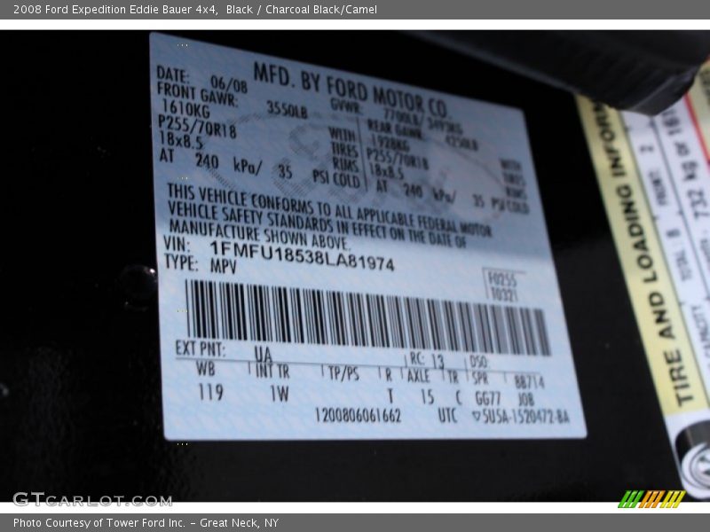 Black / Charcoal Black/Camel 2008 Ford Expedition Eddie Bauer 4x4