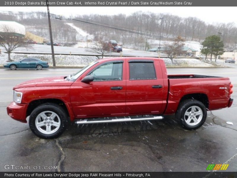  2010 Dakota Big Horn Crew Cab 4x4 Inferno Red Crystal Pearl