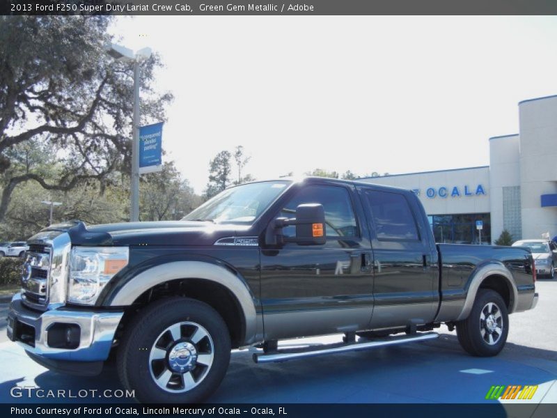 Green Gem Metallic / Adobe 2013 Ford F250 Super Duty Lariat Crew Cab