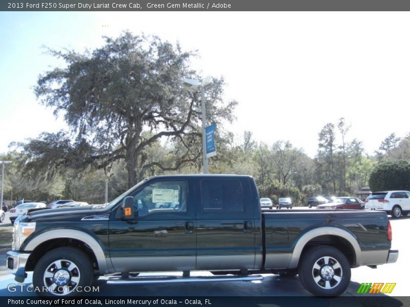 Green Gem Metallic / Adobe 2013 Ford F250 Super Duty Lariat Crew Cab