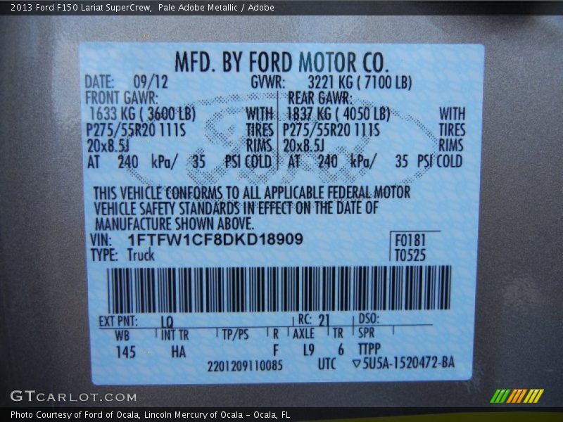 Pale Adobe Metallic / Adobe 2013 Ford F150 Lariat SuperCrew