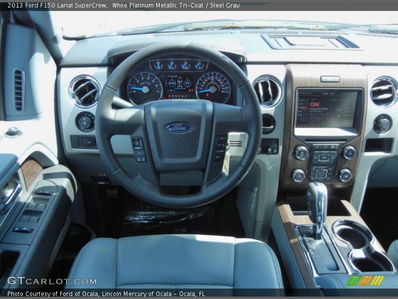 White Platinum Metallic Tri-Coat / Steel Gray 2013 Ford F150 Lariat SuperCrew