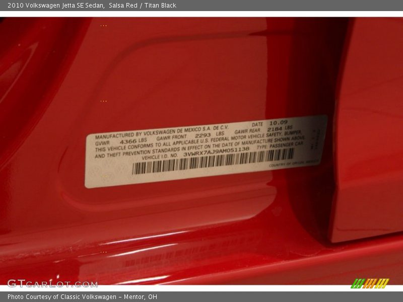 Salsa Red / Titan Black 2010 Volkswagen Jetta SE Sedan