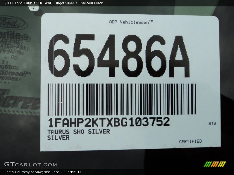 Ingot Silver / Charcoal Black 2011 Ford Taurus SHO AWD