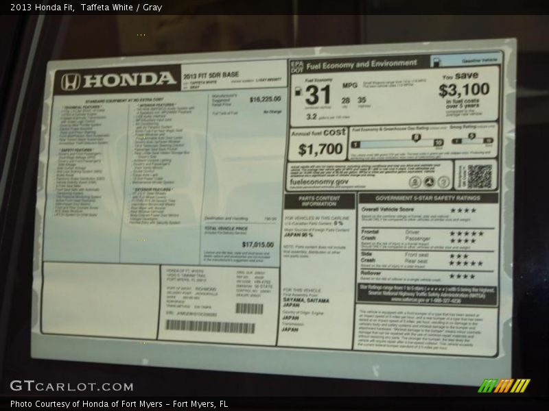 Taffeta White / Gray 2013 Honda Fit