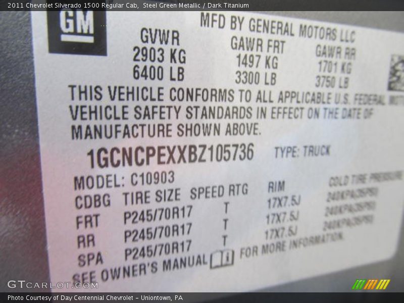 Steel Green Metallic / Dark Titanium 2011 Chevrolet Silverado 1500 Regular Cab