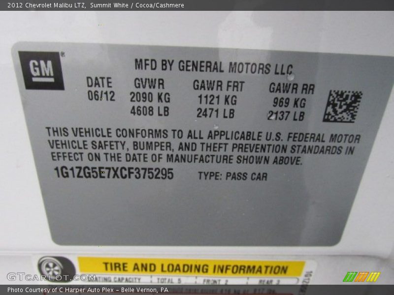Summit White / Cocoa/Cashmere 2012 Chevrolet Malibu LTZ