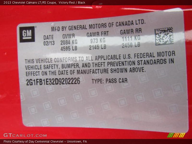 Victory Red / Black 2013 Chevrolet Camaro LT/RS Coupe