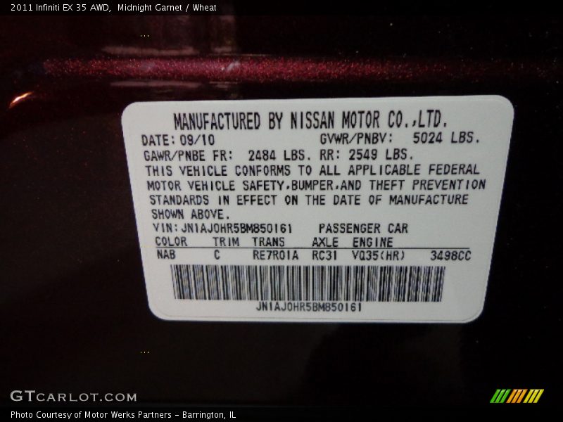 Midnight Garnet / Wheat 2011 Infiniti EX 35 AWD