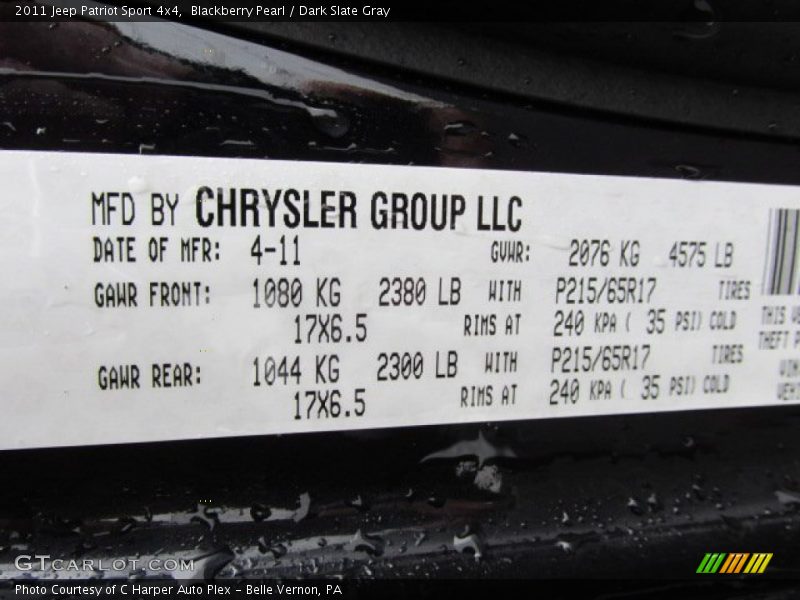 Blackberry Pearl / Dark Slate Gray 2011 Jeep Patriot Sport 4x4