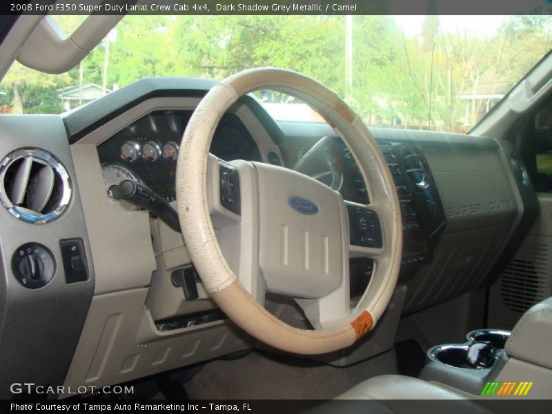 Dark Shadow Grey Metallic / Camel 2008 Ford F350 Super Duty Lariat Crew Cab 4x4