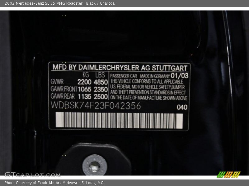 Black / Charcoal 2003 Mercedes-Benz SL 55 AMG Roadster