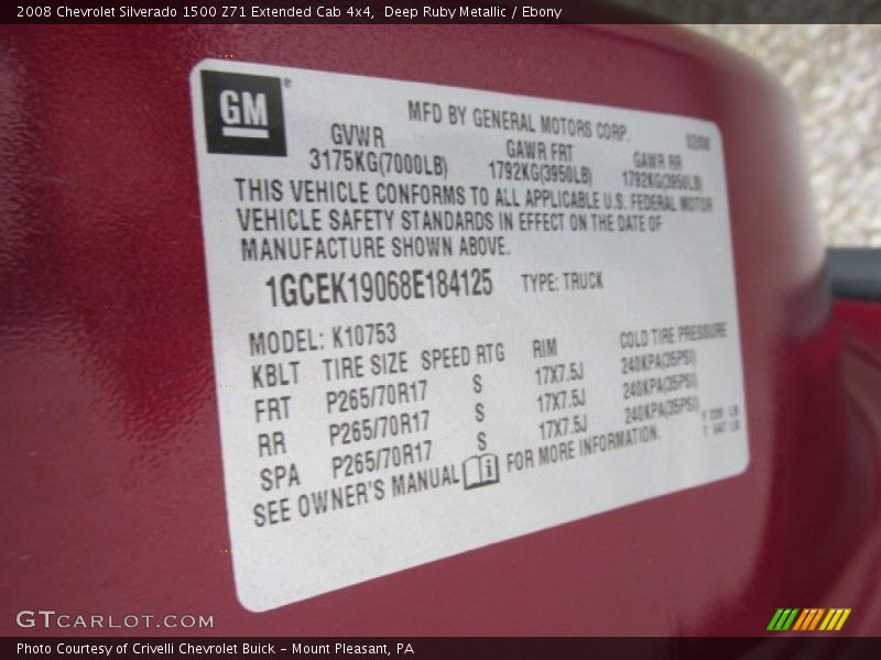 Deep Ruby Metallic / Ebony 2008 Chevrolet Silverado 1500 Z71 Extended Cab 4x4