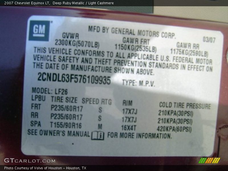 Deep Ruby Metallic / Light Cashmere 2007 Chevrolet Equinox LT