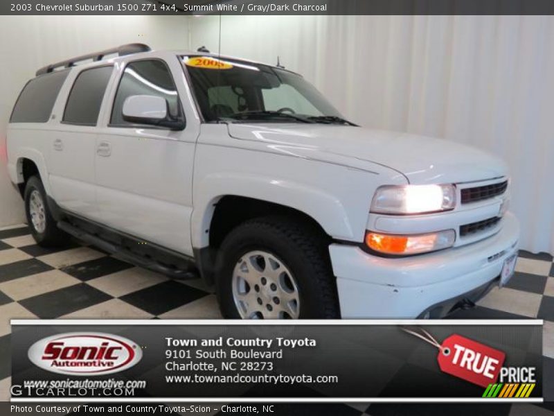 Summit White / Gray/Dark Charcoal 2003 Chevrolet Suburban 1500 Z71 4x4