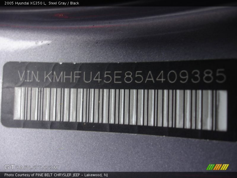 Steel Gray / Black 2005 Hyundai XG350 L