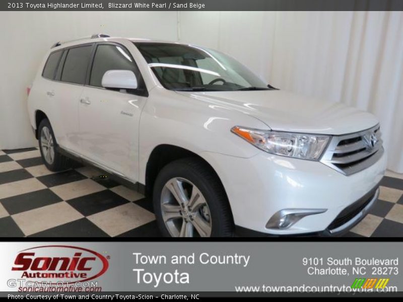 Blizzard White Pearl / Sand Beige 2013 Toyota Highlander Limited