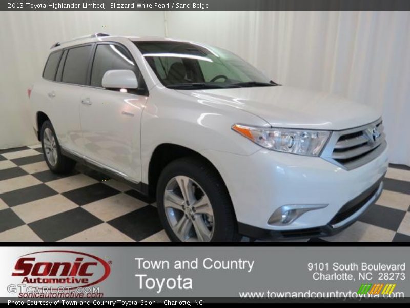 Blizzard White Pearl / Sand Beige 2013 Toyota Highlander Limited