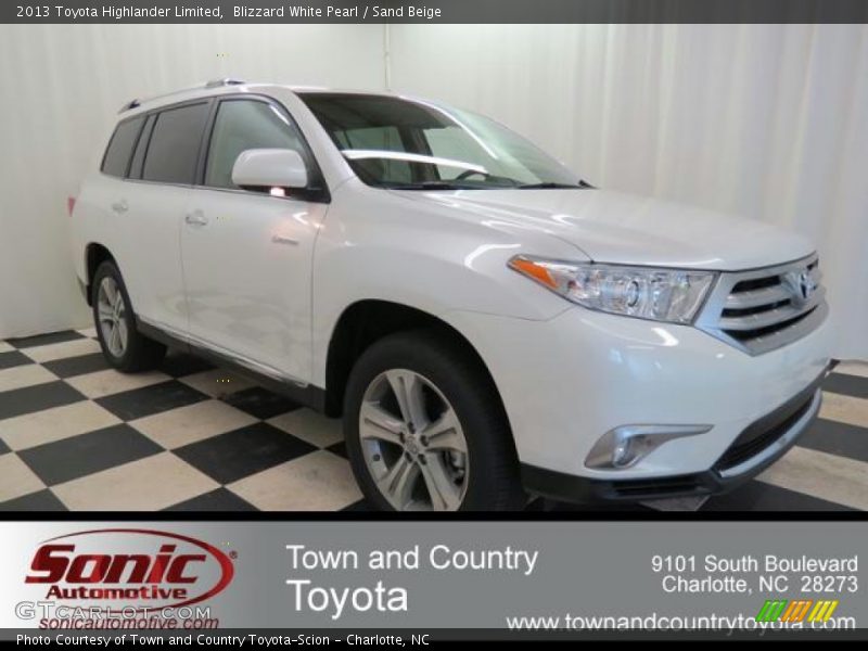 Blizzard White Pearl / Sand Beige 2013 Toyota Highlander Limited