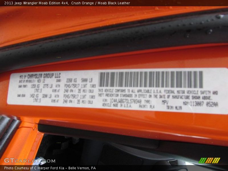 Crush Orange / Moab Black Leather 2013 Jeep Wrangler Moab Edition 4x4