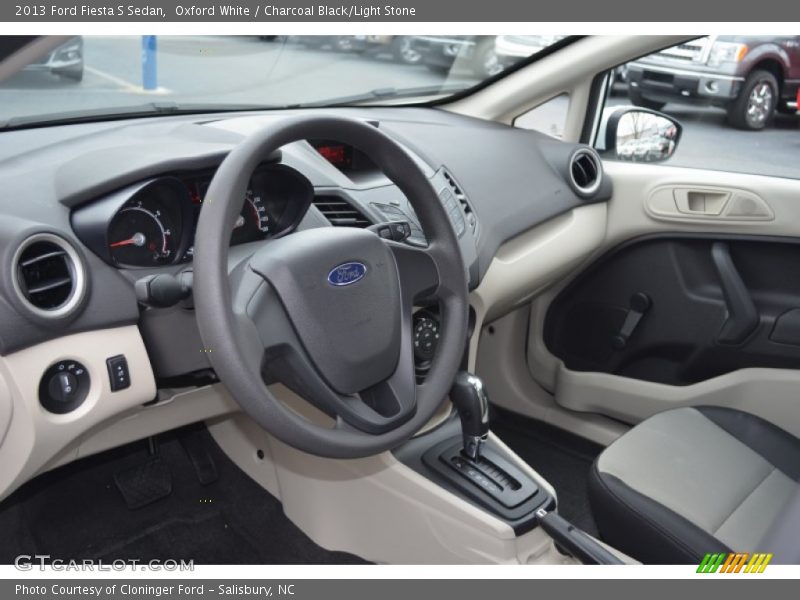 Oxford White / Charcoal Black/Light Stone 2013 Ford Fiesta S Sedan
