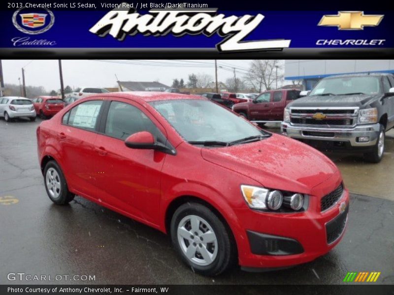Victory Red / Jet Black/Dark Titanium 2013 Chevrolet Sonic LS Sedan