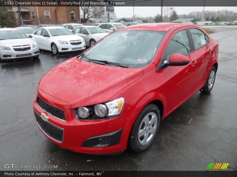 Victory Red / Jet Black/Dark Titanium 2013 Chevrolet Sonic LS Sedan