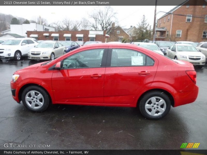 Victory Red / Jet Black/Dark Titanium 2013 Chevrolet Sonic LS Sedan