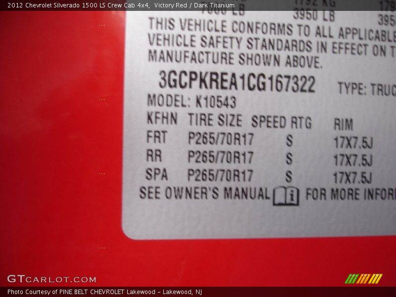 Victory Red / Dark Titanium 2012 Chevrolet Silverado 1500 LS Crew Cab 4x4