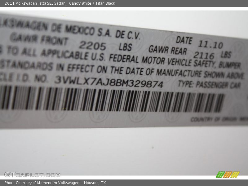 Candy White / Titan Black 2011 Volkswagen Jetta SEL Sedan