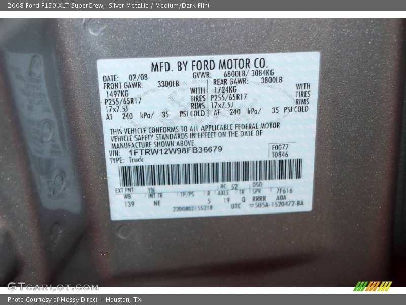 Silver Metallic / Medium/Dark Flint 2008 Ford F150 XLT SuperCrew