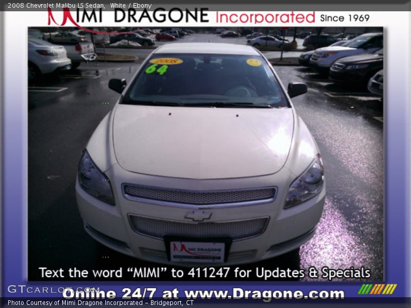 White / Ebony 2008 Chevrolet Malibu LS Sedan