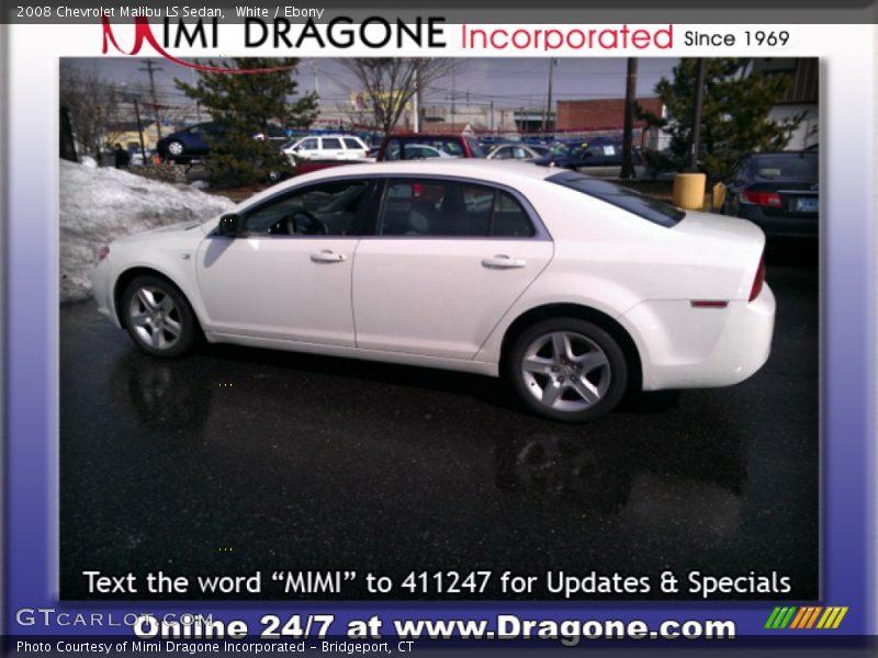 White / Ebony 2008 Chevrolet Malibu LS Sedan