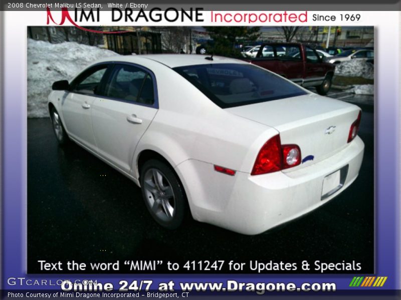 White / Ebony 2008 Chevrolet Malibu LS Sedan