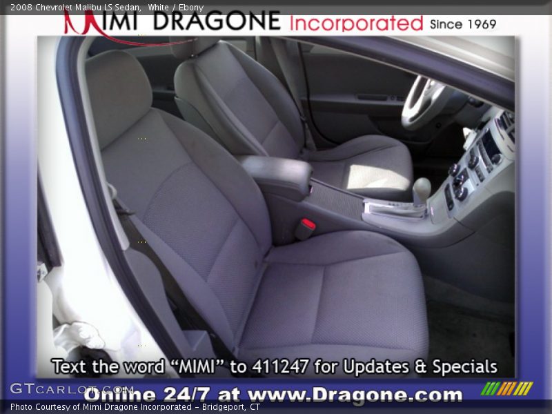 White / Ebony 2008 Chevrolet Malibu LS Sedan