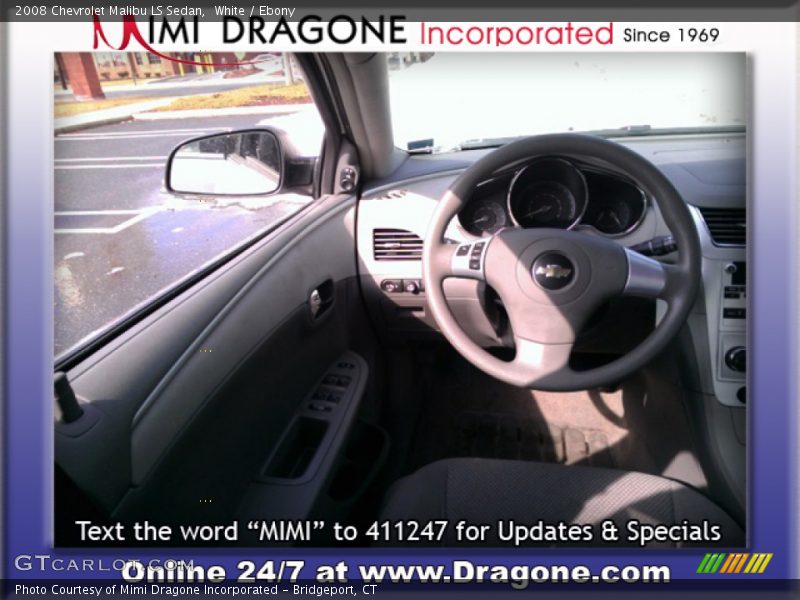 White / Ebony 2008 Chevrolet Malibu LS Sedan