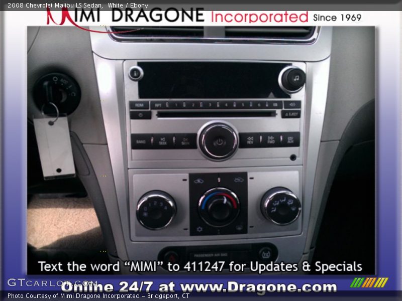 White / Ebony 2008 Chevrolet Malibu LS Sedan