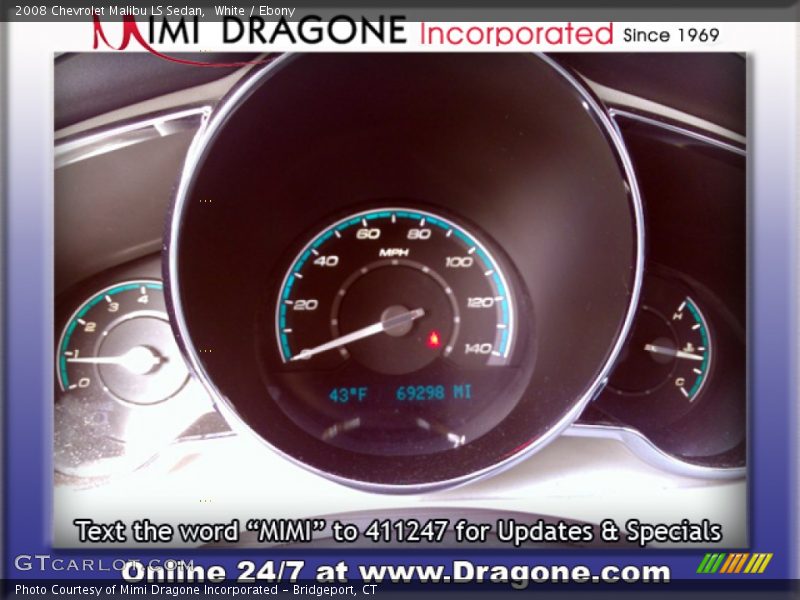 White / Ebony 2008 Chevrolet Malibu LS Sedan