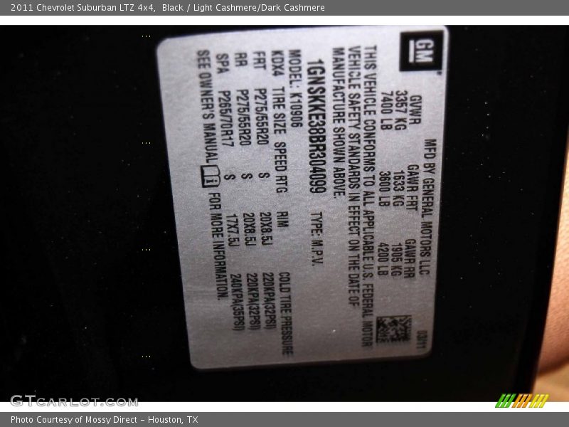 Black / Light Cashmere/Dark Cashmere 2011 Chevrolet Suburban LTZ 4x4